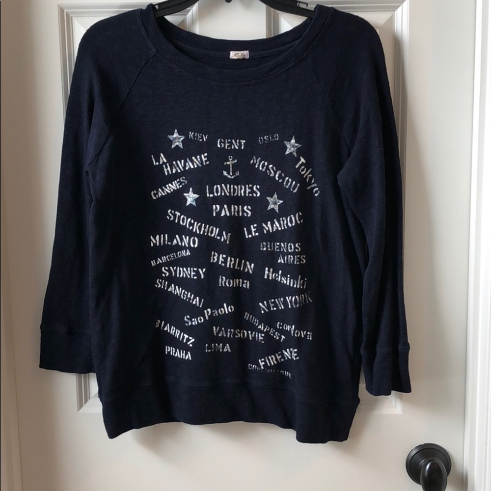J Crew Women’s navy blue port city sweater SZ S
